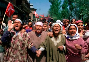 Women in the Kashmir region during a demonstration against their occupation.